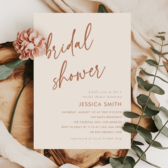 Boho Terracotta Minimal Bridal Shower Invitation (Creator Uploaded)