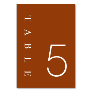 Boho Terracotta Minimalist Numbers Table Card