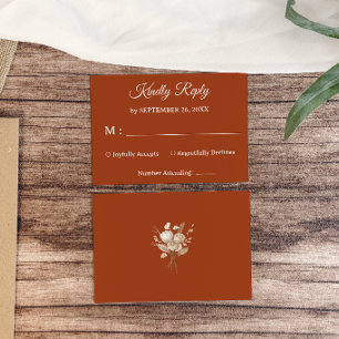 Boho Terracotta Minimalist Wedding RSVP Card