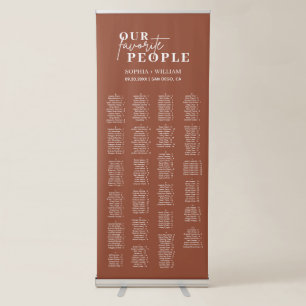 Boho Terracotta Minimalist Wedding Seating Chart Retractable Banner