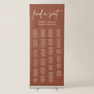 Boho Terracotta Minimalist Wedding Seating Chart  Retractable Banner
