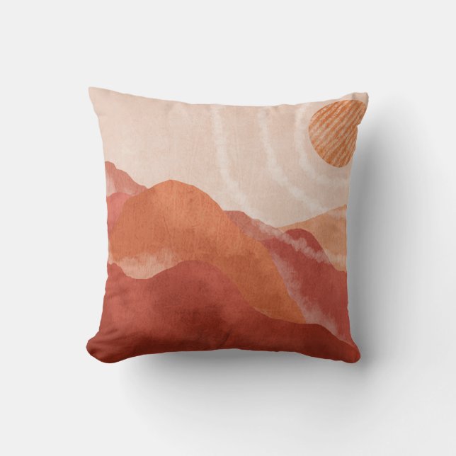 Boho terracotta mountains, abstract poster. cushion (Front)