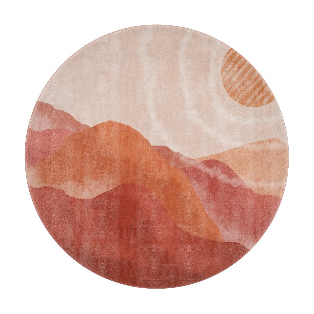 Boho terracotta mountains, abstract poster. cutting board (Front)