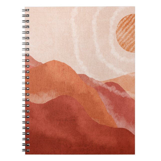 Boho terracotta mountains, abstract poster. notebook (Front)