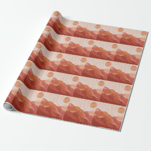 Boho terracotta mountains, abstract poster. wrapping paper
