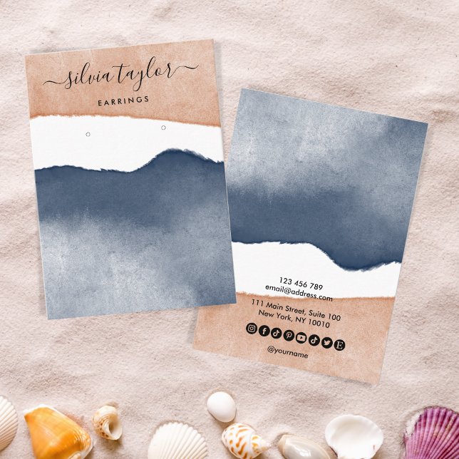 Boho Terracotta Navy Jewellery Holder Social Media Business Card (Creator Uploaded)