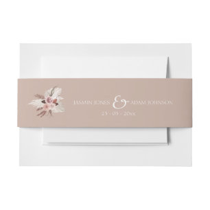 Boho Terracotta Neutral Dried Floral Wedding Invitation Belly Band