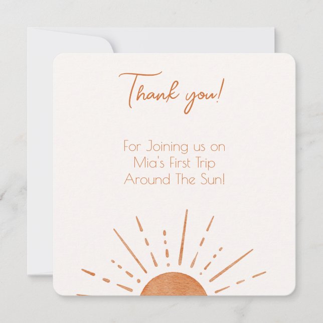 Boho Terracotta Orange Birthday Thank You Card (Front)