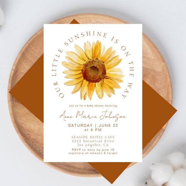 Boho Terracotta Our Little Sunflower Baby Shower Invitation (Creator Uploaded)