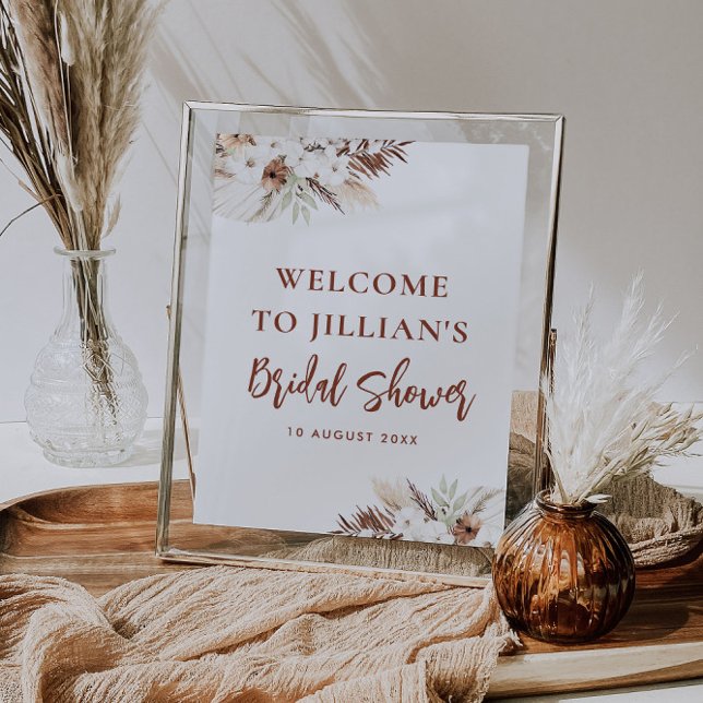 boho terracotta pampas bridal shower welcome sign (Creator Uploaded)