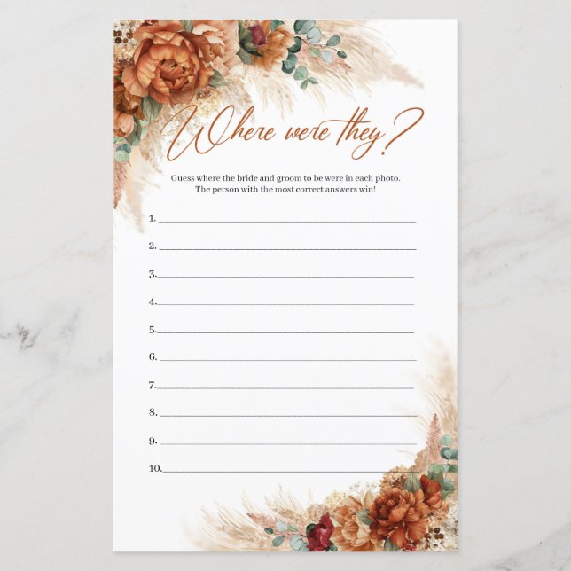 Boho Terracotta pampas burgundy Where Were They (Front)