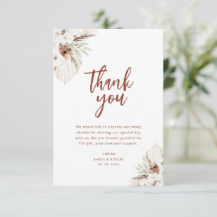 boho terracotta pampas fall floral thank you card