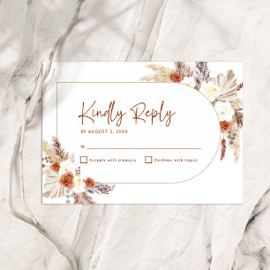 Boho Terracotta Pampas Grass Arch Bridal Shower RSVP Card