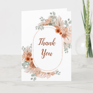 Boho Terracotta Pampas Grass Birthday Thank You Card