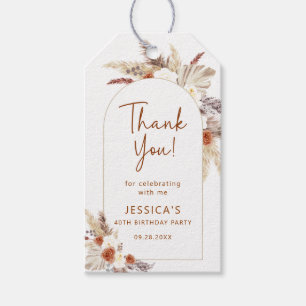 Boho Terracotta Pampas Grass Birthday Thank You Gift Tags