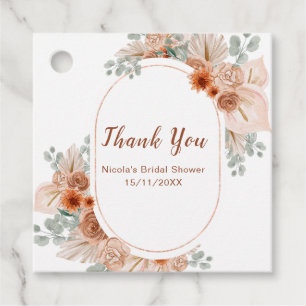 Boho Terracotta Pampas Grass Bridal Shower Favour Tags