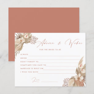 Boho Terracotta Pampas Grass bride advice card