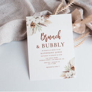boho terracotta pampas grass brunch & bubbly invitation