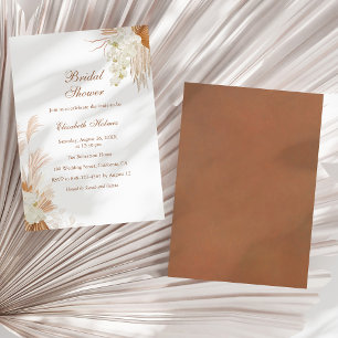 Boho Terracotta Pampas Grass Orchid Bridal Shower Invitation