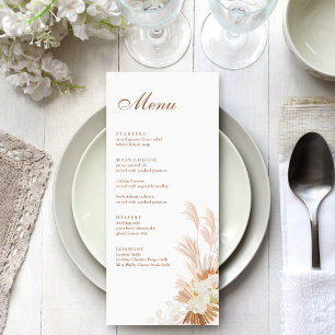 Boho Terracotta Pampas Grass Orchid Menu Card