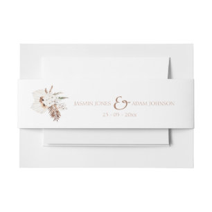 Boho Terracotta Pampas Grass Orchid Wedding Invitation Belly Band