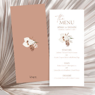 Boho Terracotta Pampas Grass Orchid Wedding Menu 