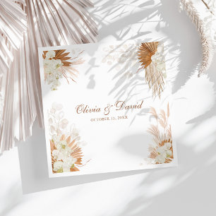 Boho Terracotta Pampas Grass Orchid Wedding Napkin