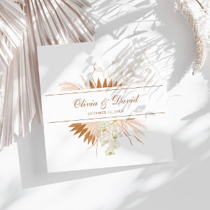 Boho Terracotta Pampas Grass Orchid Wedding Napkin