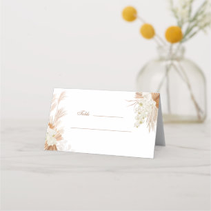 Boho Terracotta Pampas Grass Orchid Wedding Place Card
