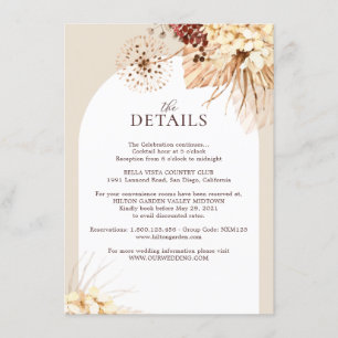 Boho Terracotta Pampas Grass Wedding Detail Cards