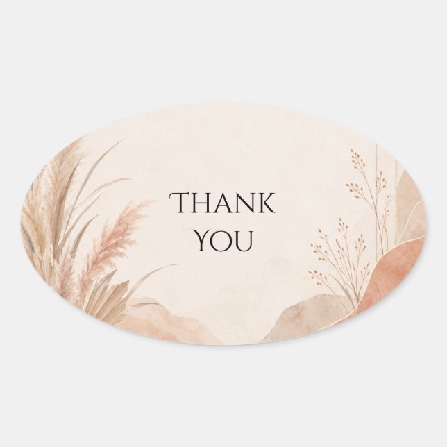 Boho Terracotta Pampas Grass Wedding Sticker (Front)