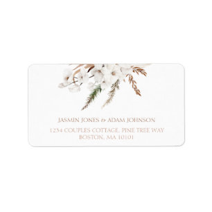 Boho Terracotta Pampas Grass White Orchid Wedding Label