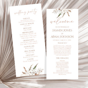 Boho Terracotta Pampas Orchid Wedding Program