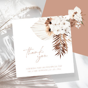 Boho Terracotta Pampas Orchid Wedding Thank You