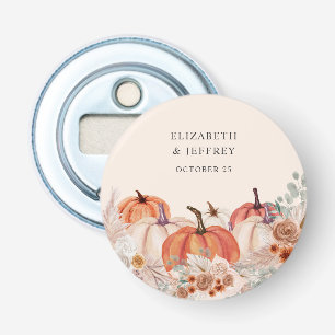 Boho Terracotta Pampas Pumpkins Fall Wedding Bottle Opener