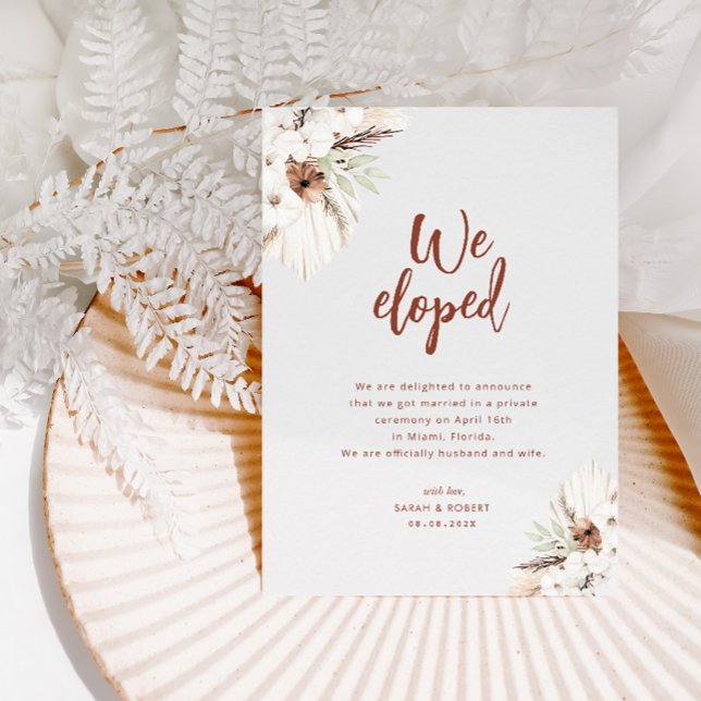 boho terracotta pampas wedding announcement (Creator Uploaded)
