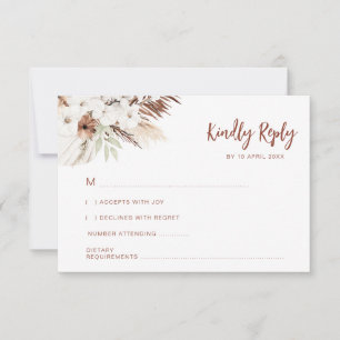boho terracotta pampas wedding RSVP card