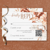  Boho Terracotta Peach & Cream Floral QR Code
