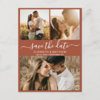 Boho Terracotta Photo Collage Save The Date 