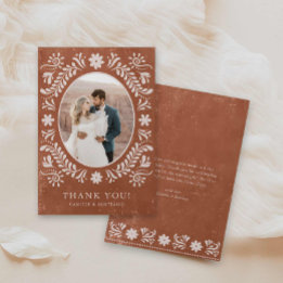 Boho Terracotta Photo Thank you Card