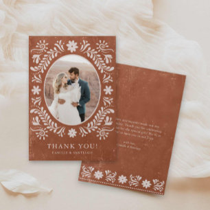 Boho Terracotta Photo Thank you Card