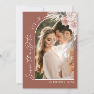 Boho Terracotta Photo Wedding Save The Date