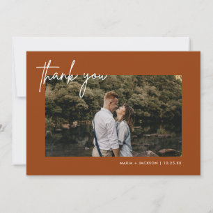 Boho Terracotta Photo Wedding Thank You Cards