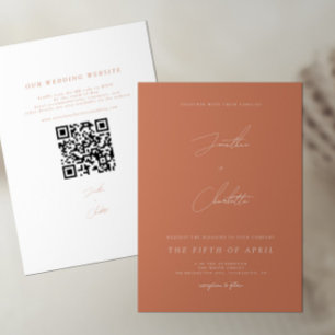 Boho Terracotta QR Code Wedding Invitation