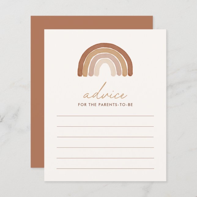 Boho Terracotta Rainbow Baby Shower Advice (Front/Back)