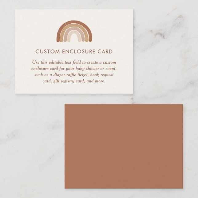 Boho Terracotta Rainbow Baby Shower Custom Enclosure Card (Front/Back)