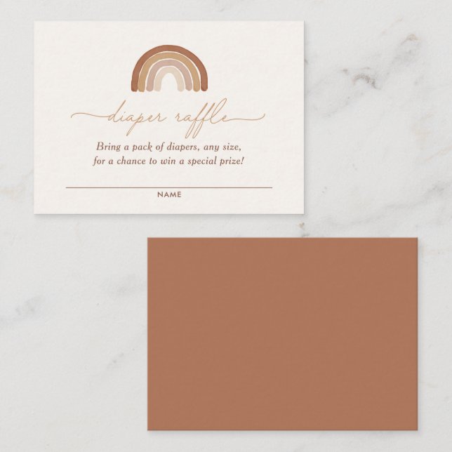 Boho Terracotta Rainbow Baby Shower Diaper Raffle Enclosure Card (Front/Back)