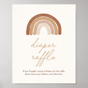 Boho Terracotta Rainbow Baby Shower Diaper Raffle Poster