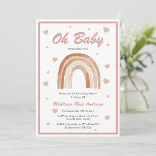 Boho Terracotta Rainbow Baby Shower Invitation