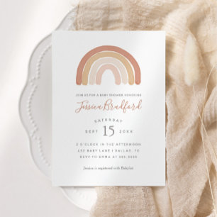 Boho Terracotta Rainbow Baby Shower Invitation